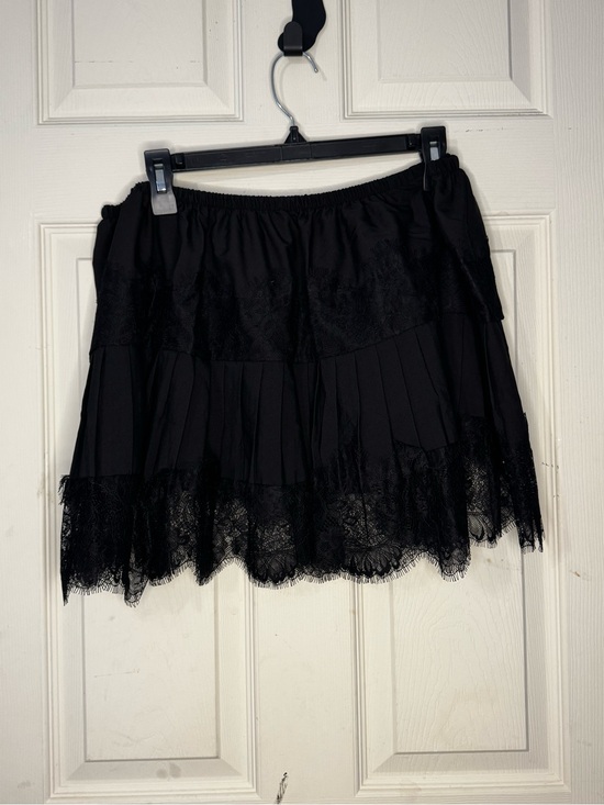 Dresses & Skirts - Black Lace Trim Pleated Mini Skirt